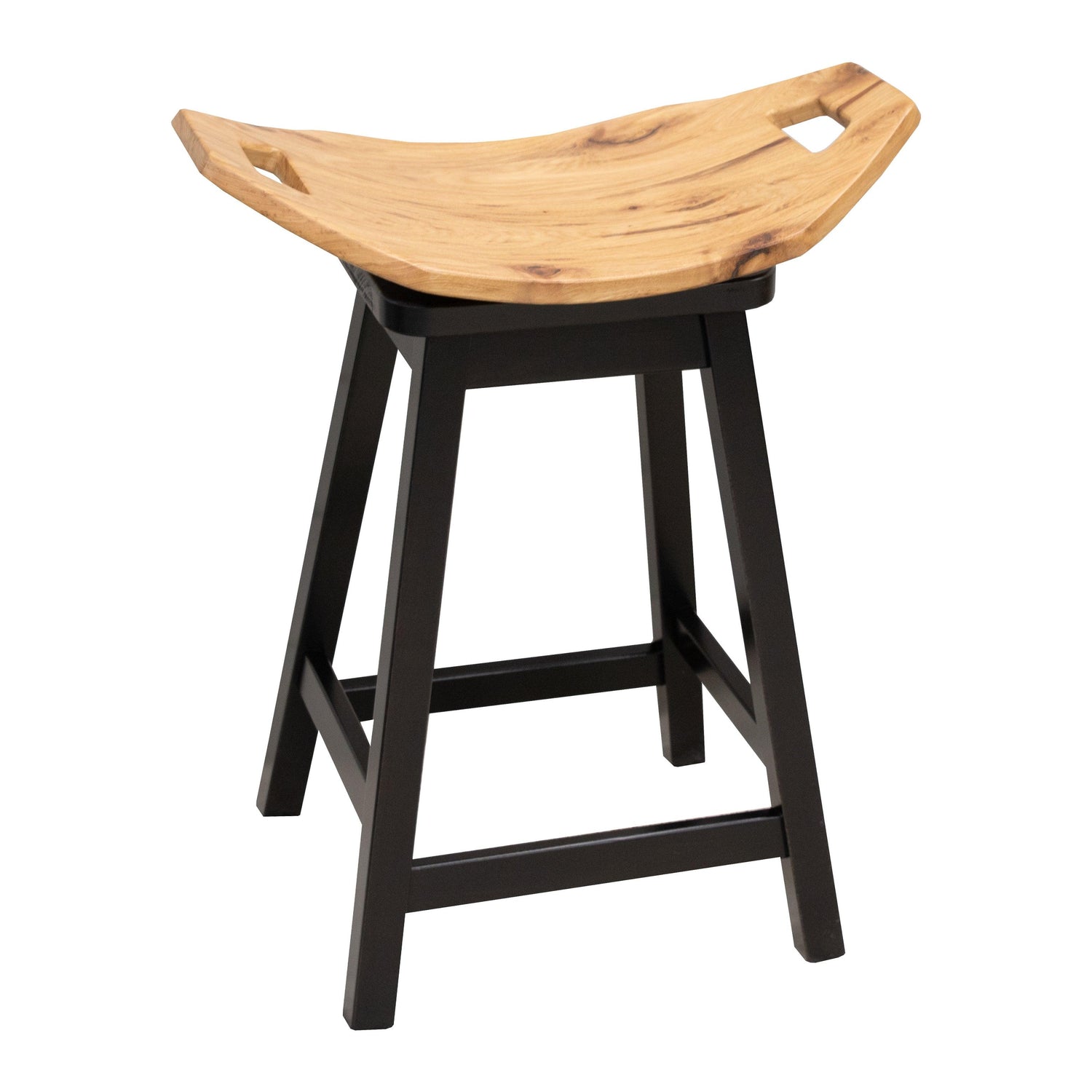 Mission 24" Black & Wood Saddle Swivel Bar Stool | M-EB&RH-NAT