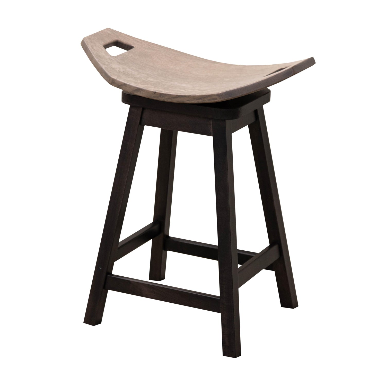 Mission 24" Black & Wood Saddle Swivel Bar Stool | M-DK&RWO-GRB
