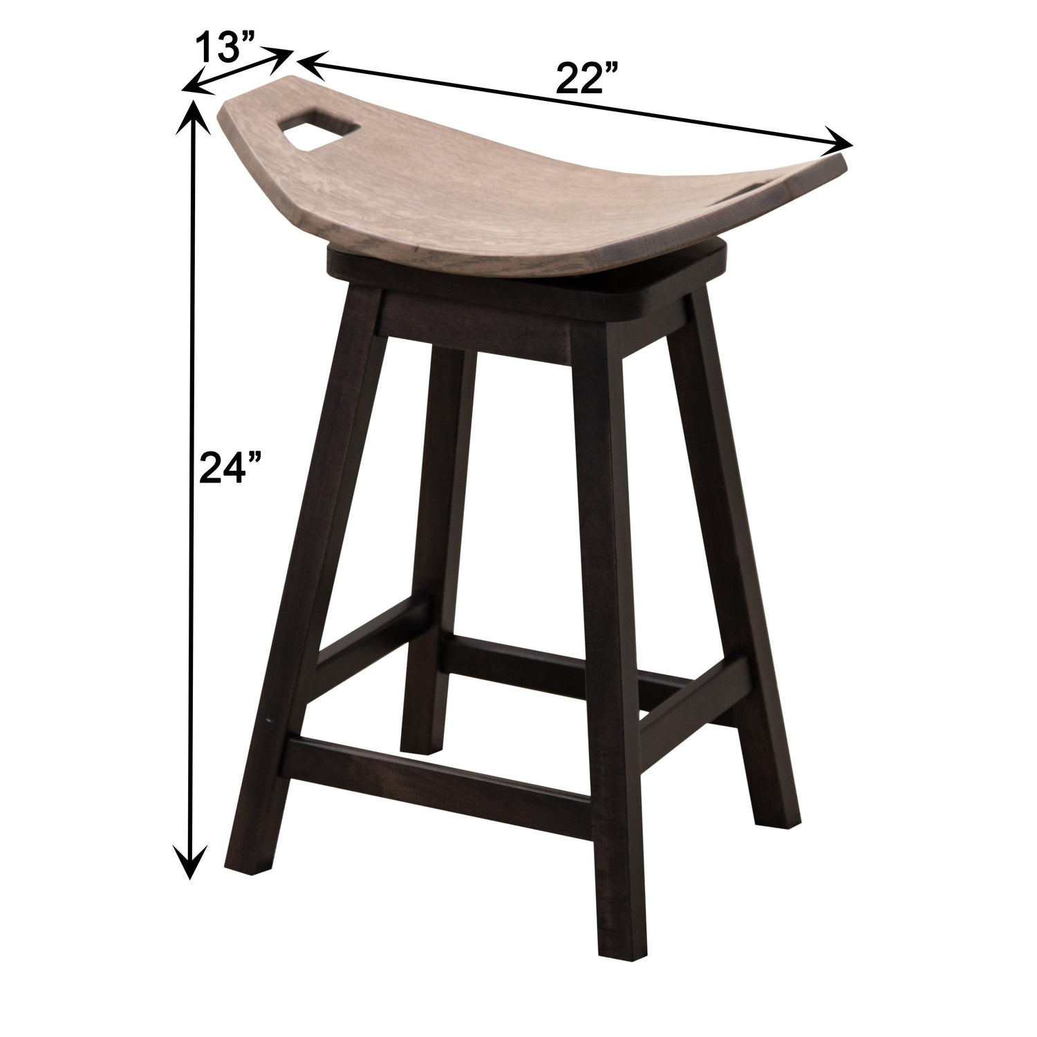 Mission 24" Black & Wood Saddle Swivel Bar Stool | M-EB&E-MC