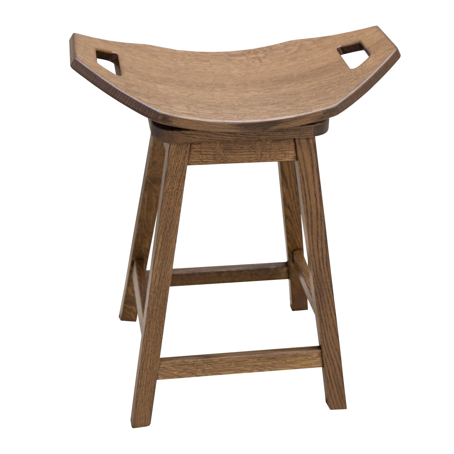 Mission 24" White Oak Wood Saddle Swivel Bar Stool | CO