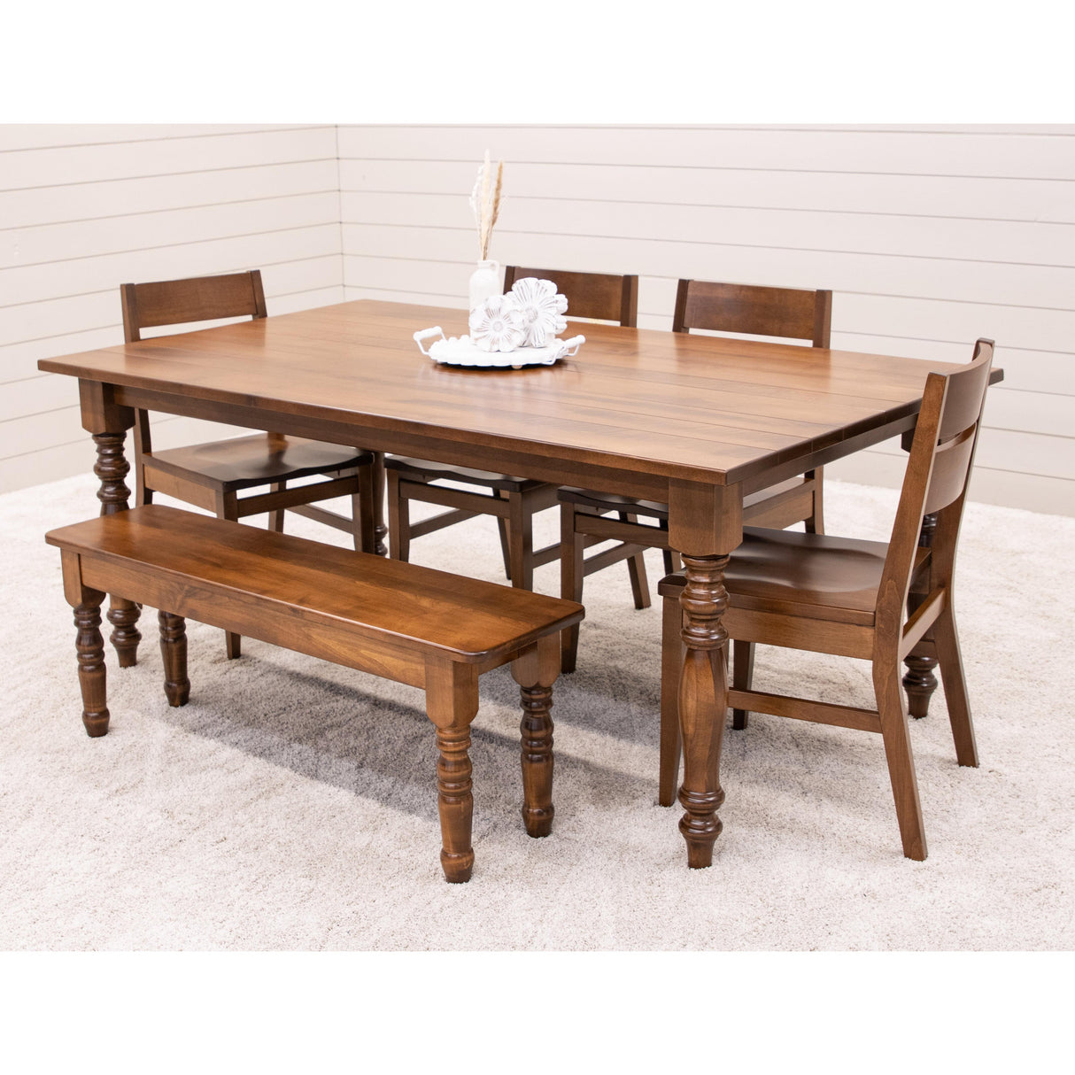 Turned Leg Maple Wood Dining Bench | BOS