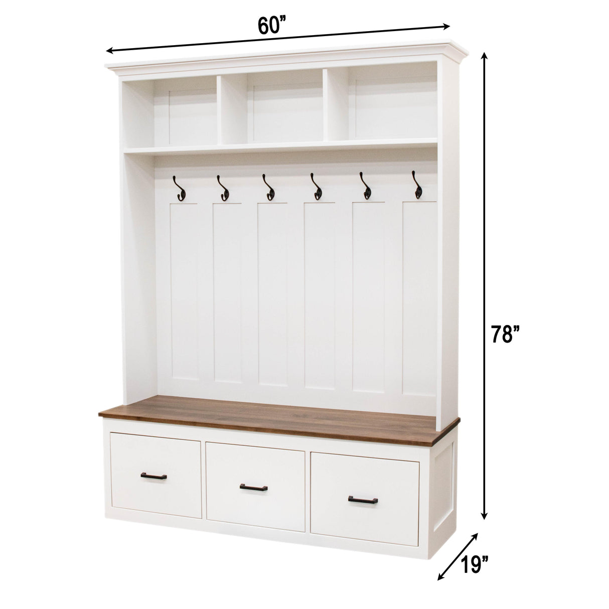 Modern Shaker White Solid Wood Hall Tree Bench | M-DW&CO