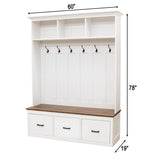 Modern Shaker White Solid Wood Hall Tree Bench | M-DW&CO