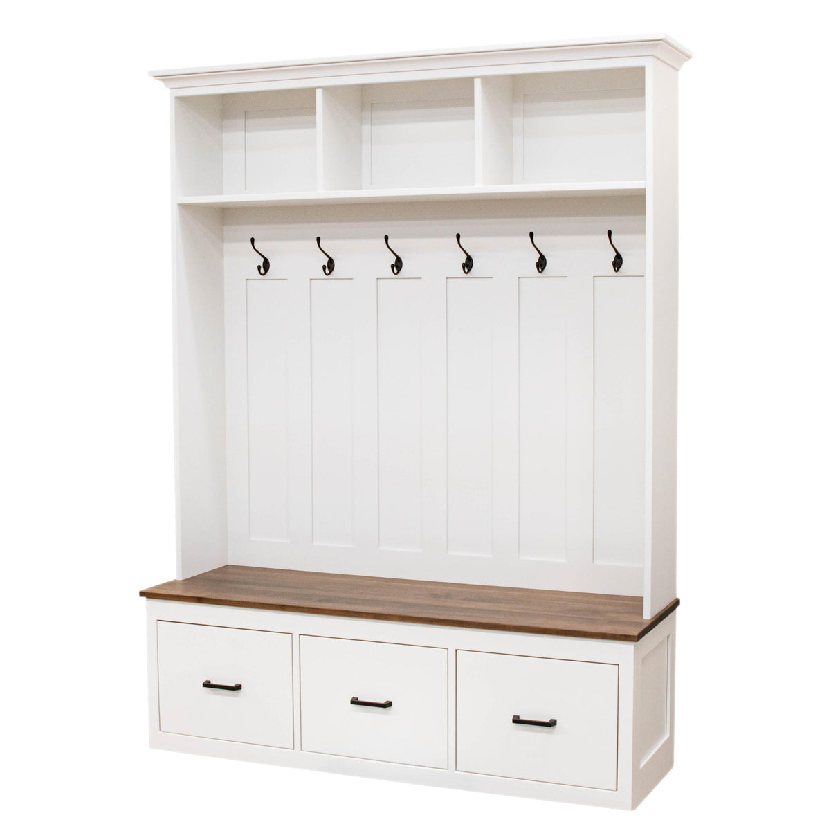 Modern Shaker White Solid Wood Hall Tree Bench | M-DW&CO