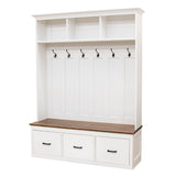 Modern Shaker White Solid Wood Hall Tree Bench | M-DW&CO