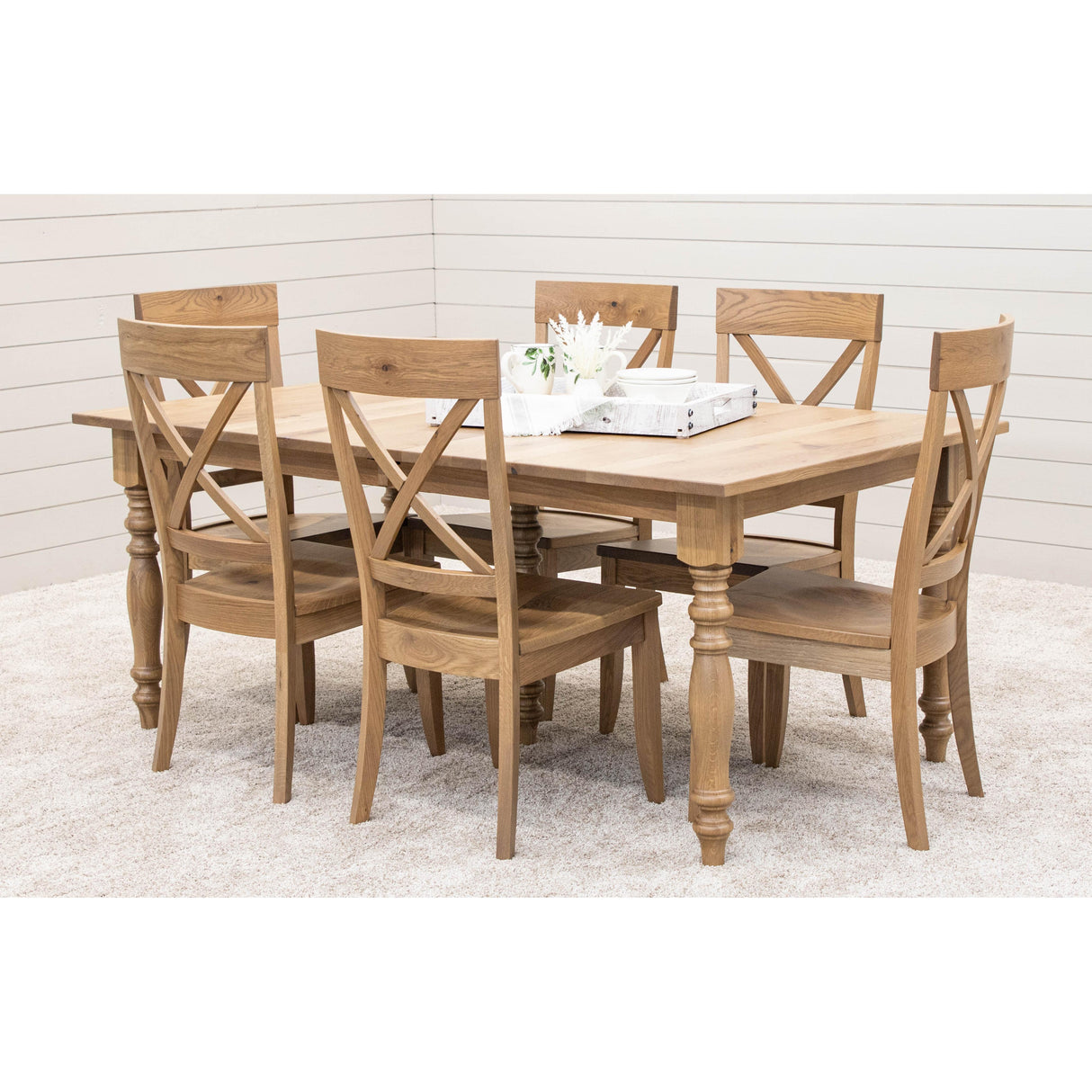 Modern Farm Leg White Oak Wood Extending Dining Table | BLS