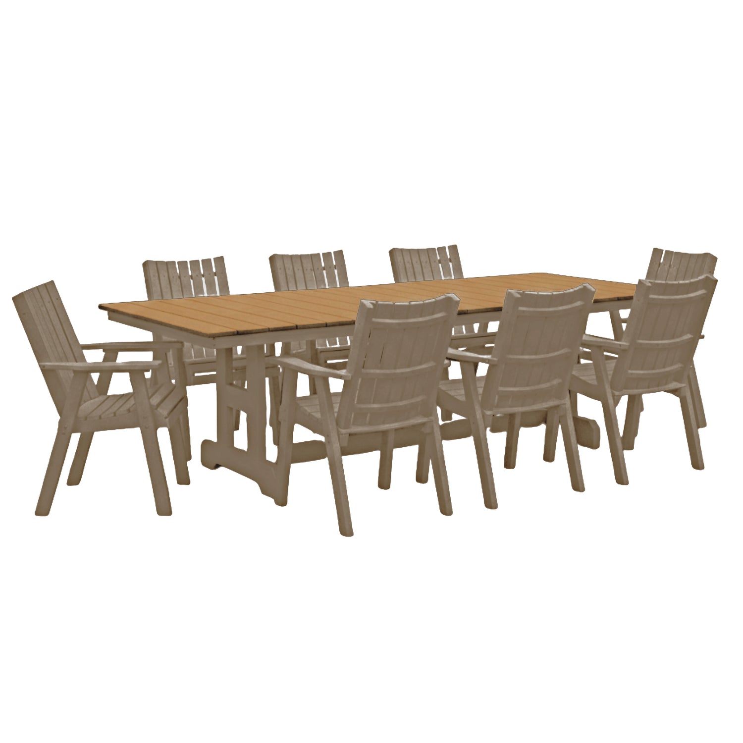 Classic Outdoor Poly Dining Set for 8 | Weatherwood & Antique Mahogany-Upstate Amish Furniture