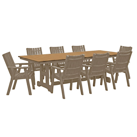 Classic Outdoor Poly Dining Set for 8 | Weatherwood & Antique Mahogany-Upstate Amish Furniture