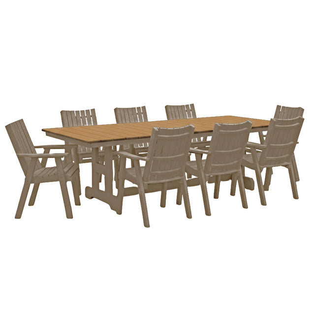 Classic Outdoor Poly Dining Set for 8 | Weatherwood & Antique Mahogany-Upstate Amish Furniture