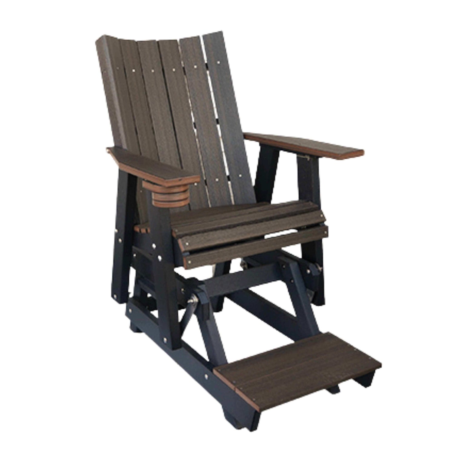 Modura Outdoor Amish Poly Balcony Glider Chair | Brazilian Walnut & Black