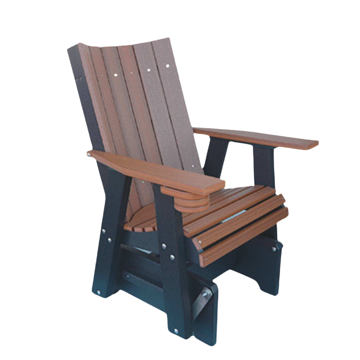Modura Outdoor Amish Poly Glider Rocker | Antique Mahogany & Black