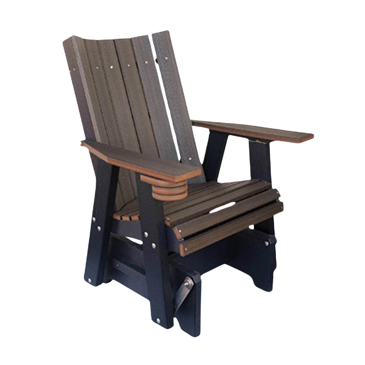 Modura Outdoor Amish Poly Glider Rocker | Brazilian Walnut & Black