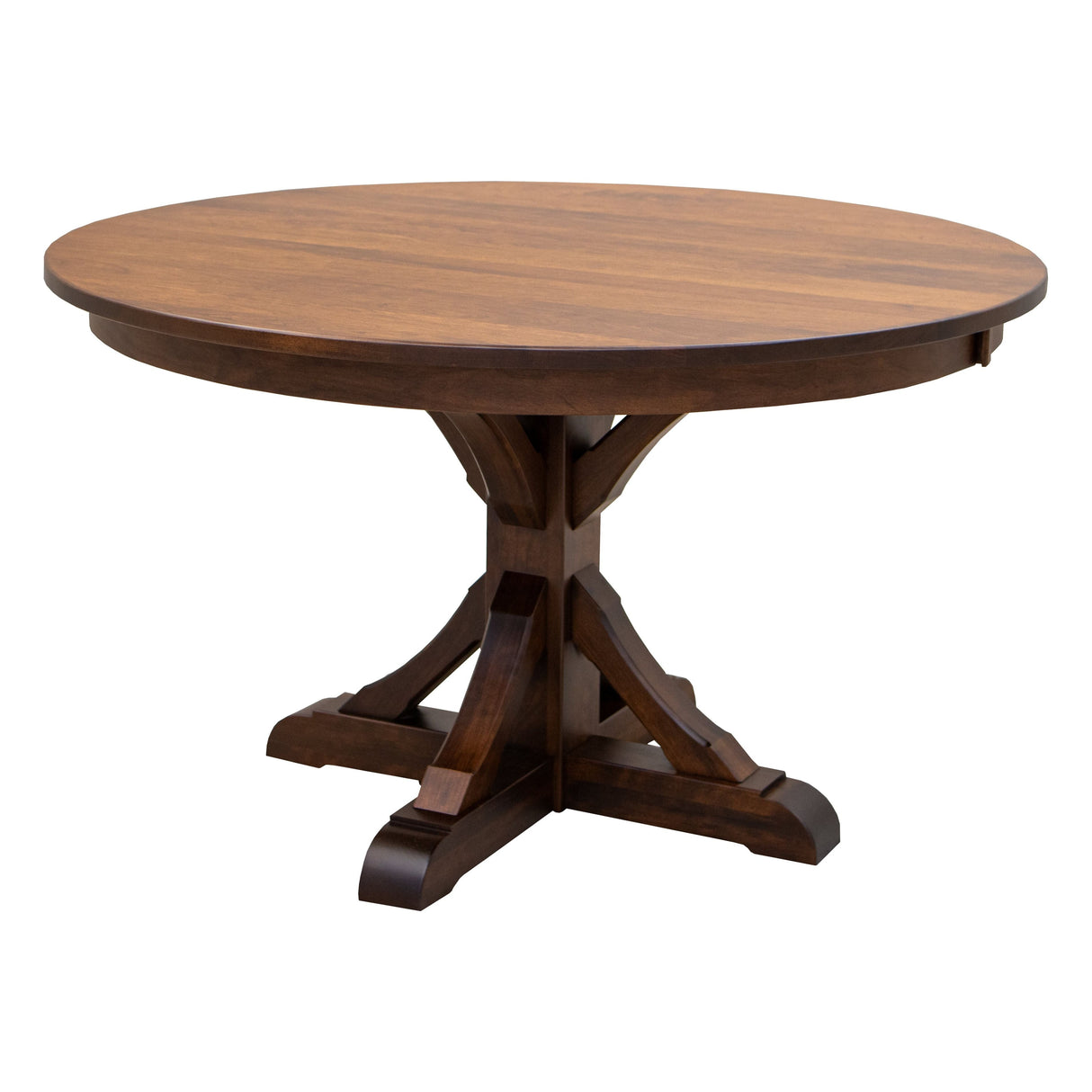 Newport Round Cherry Wood Amish Dining Table Set for 4
