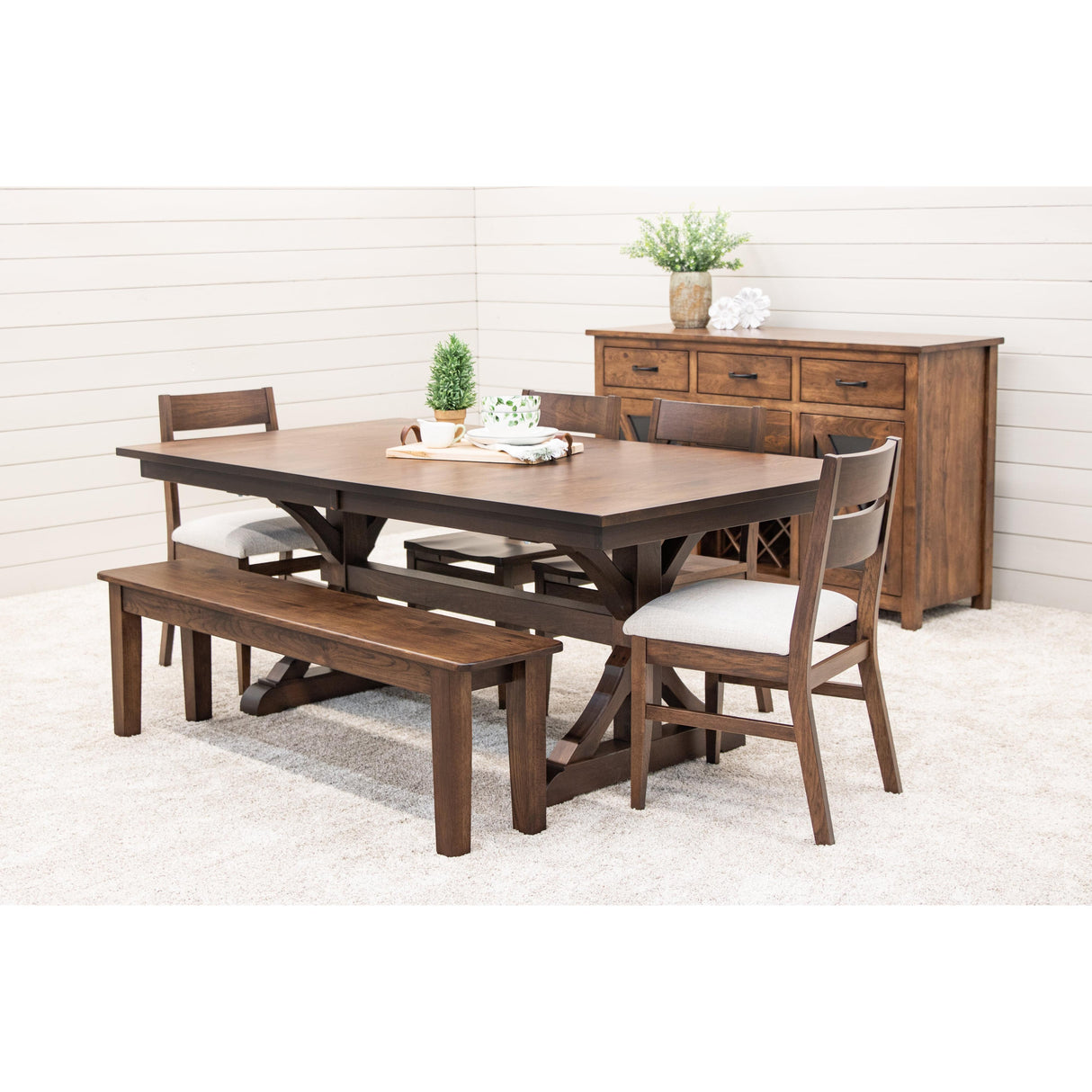 Newport Trestle Hickory Wood Extending Dining Table | BV