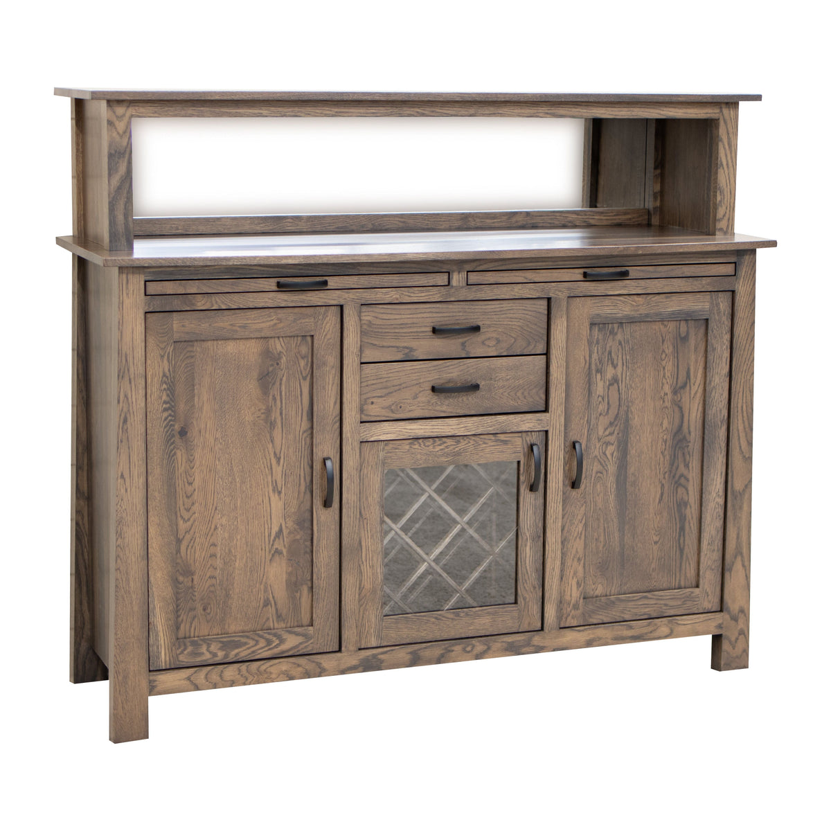 OBG Rustic White Oak Wood Wine Server Buffet in Stone Brown – Upstate ...
