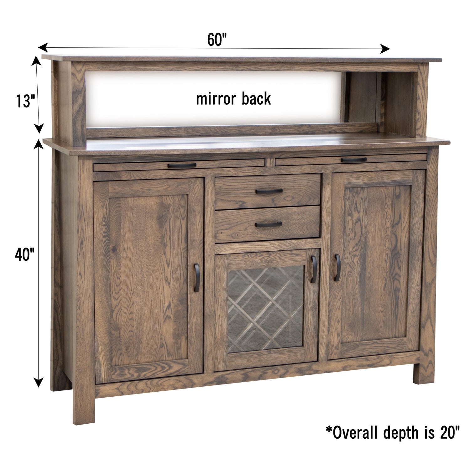 OBG Wine Buffet with Hutch Topper in Walnut Wood | NAT