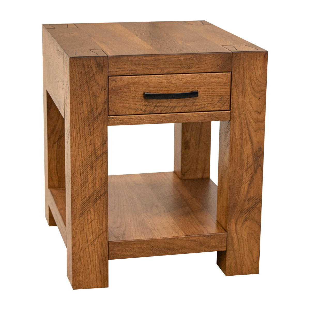 Oxford Hickory Wood Square End Table with Drawer | HC