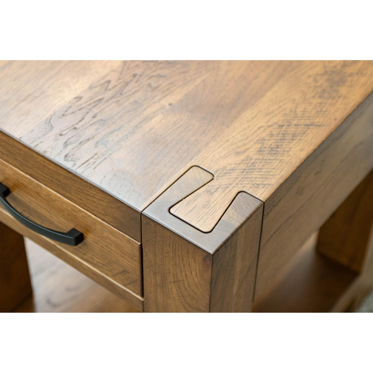 Oxford Hickory Wood Square End Table with Drawer | HC