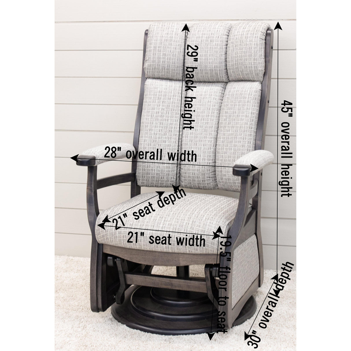 Paris High Back Upholstered Swivel Glider & Ottoman | M-GS