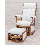 Paris High Back Upholstered Swivel Glider & Ottoman | E-MC