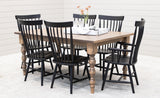 Parson Turned Leg Maple Table Set with 6 Black Chairs