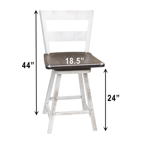 Post Mission 24" White & Wood 2-Slat Swivel Bar Stool | M-AV&GS