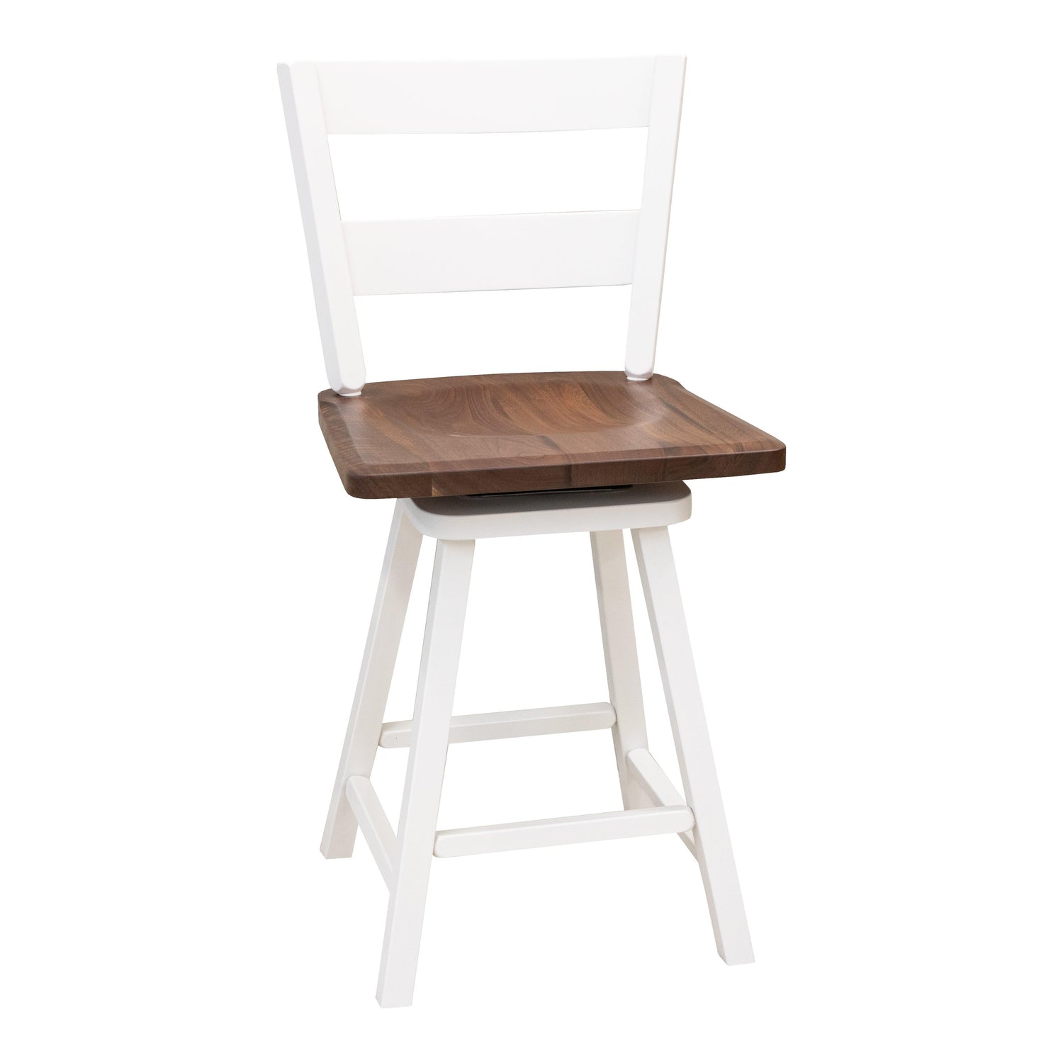 Post Mission 24" White & Wood 2-Slat Swivel Bar Stool | M-DW&W-NAT