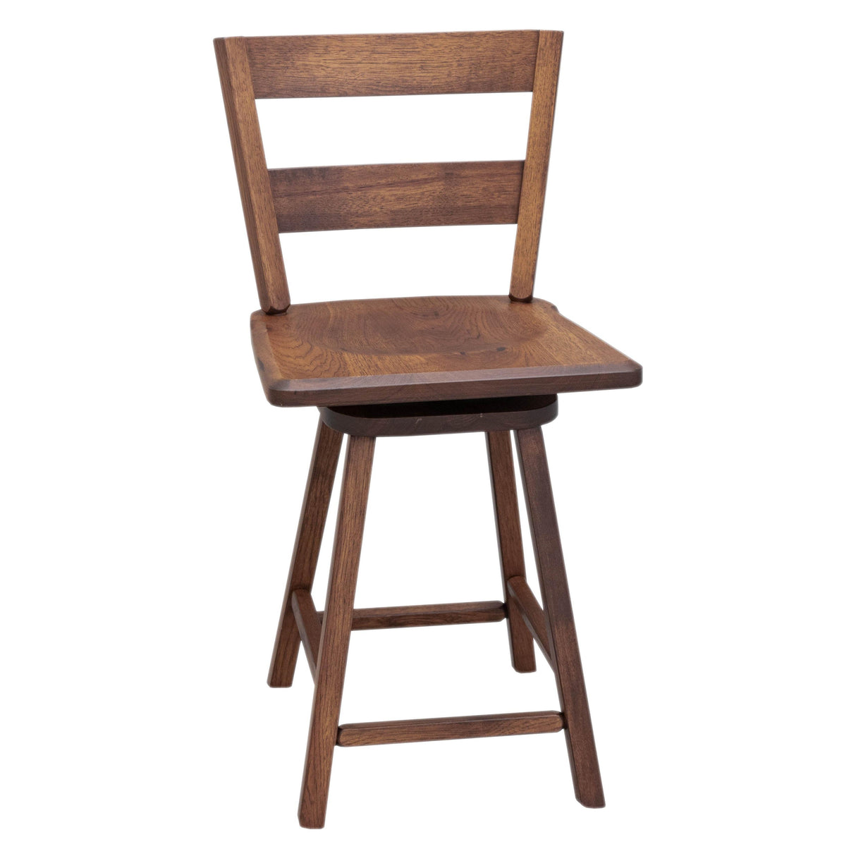 Post Mission 24" Hickory Wood 2-Slat Swivel Bar Stool | ASB