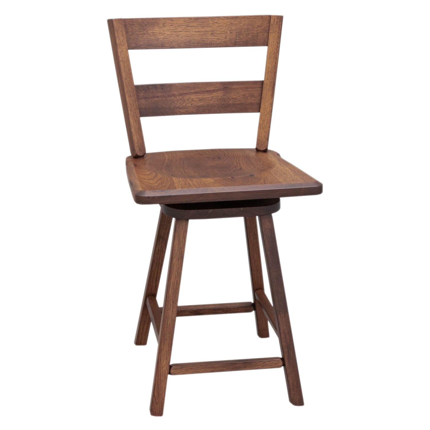 Post Mission 24" Hickory Wood 2-Slat Swivel Bar Stool | ASB