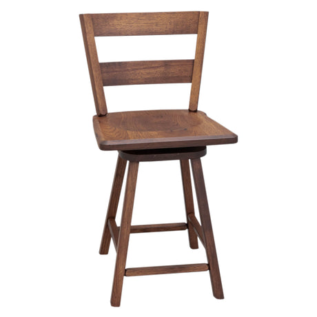 Post Mission 24" Hickory Wood 2-Slat Swivel Bar Stool | ASB