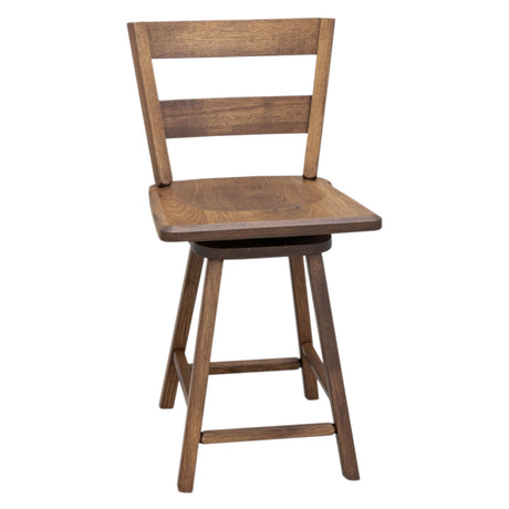 Post Mission 24" Hickory Wood 2-Slat Swivel Bar Stool | CO