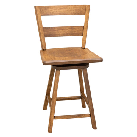 Post Mission 24" Hickory Wood 2-Slat Swivel Bar Stool | HC