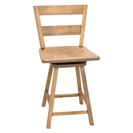 Post Mission 24" Hickory Wood 2-Slat Swivel Bar Stool | WB