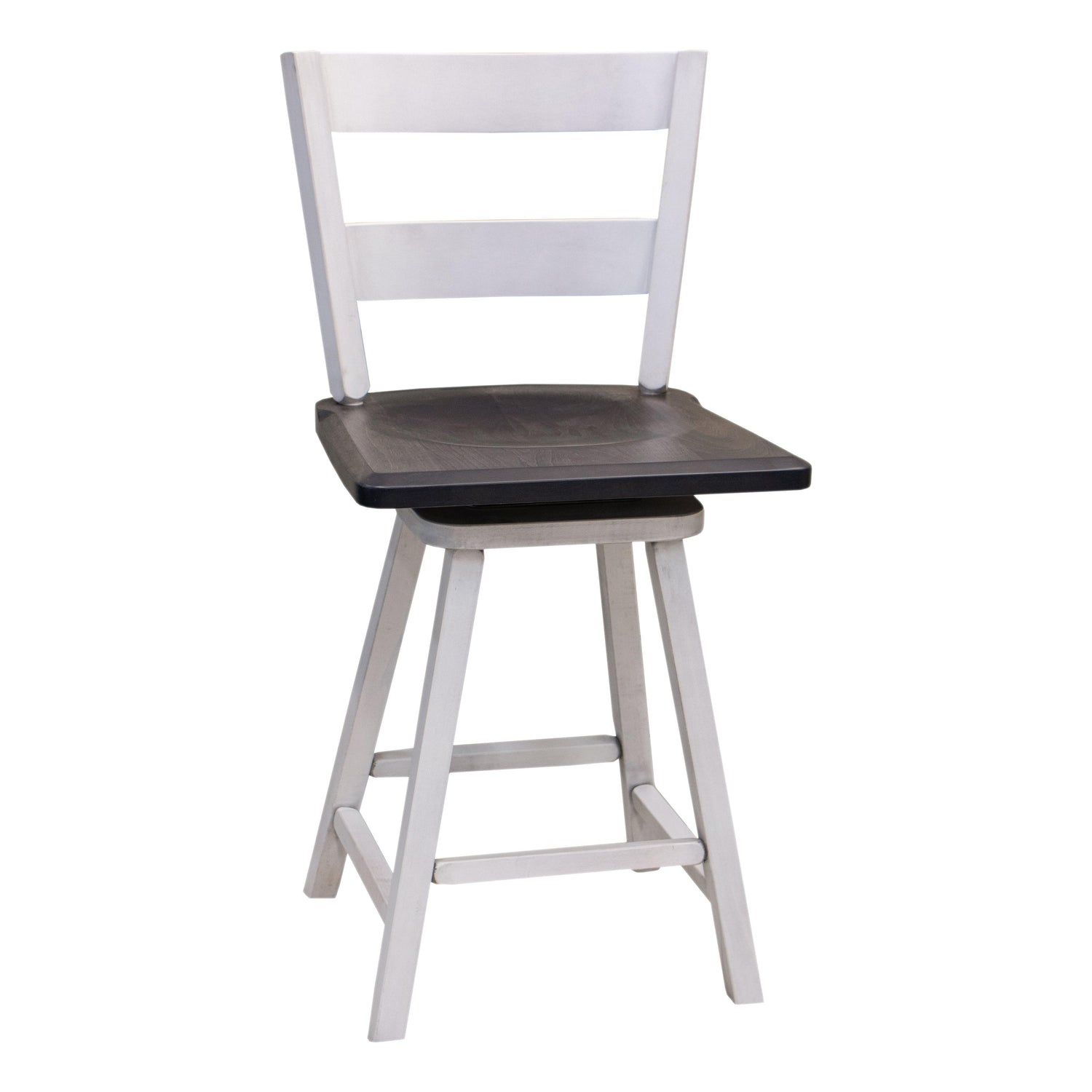 Post Mission 24" White & Wood 2-Slat Swivel Bar Stool | M-AV&GS