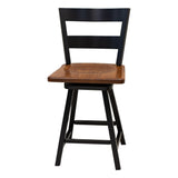 Post Mission 24" Black & Wood 2-Slat Swivel Bar Stool | M-EB&E-MC