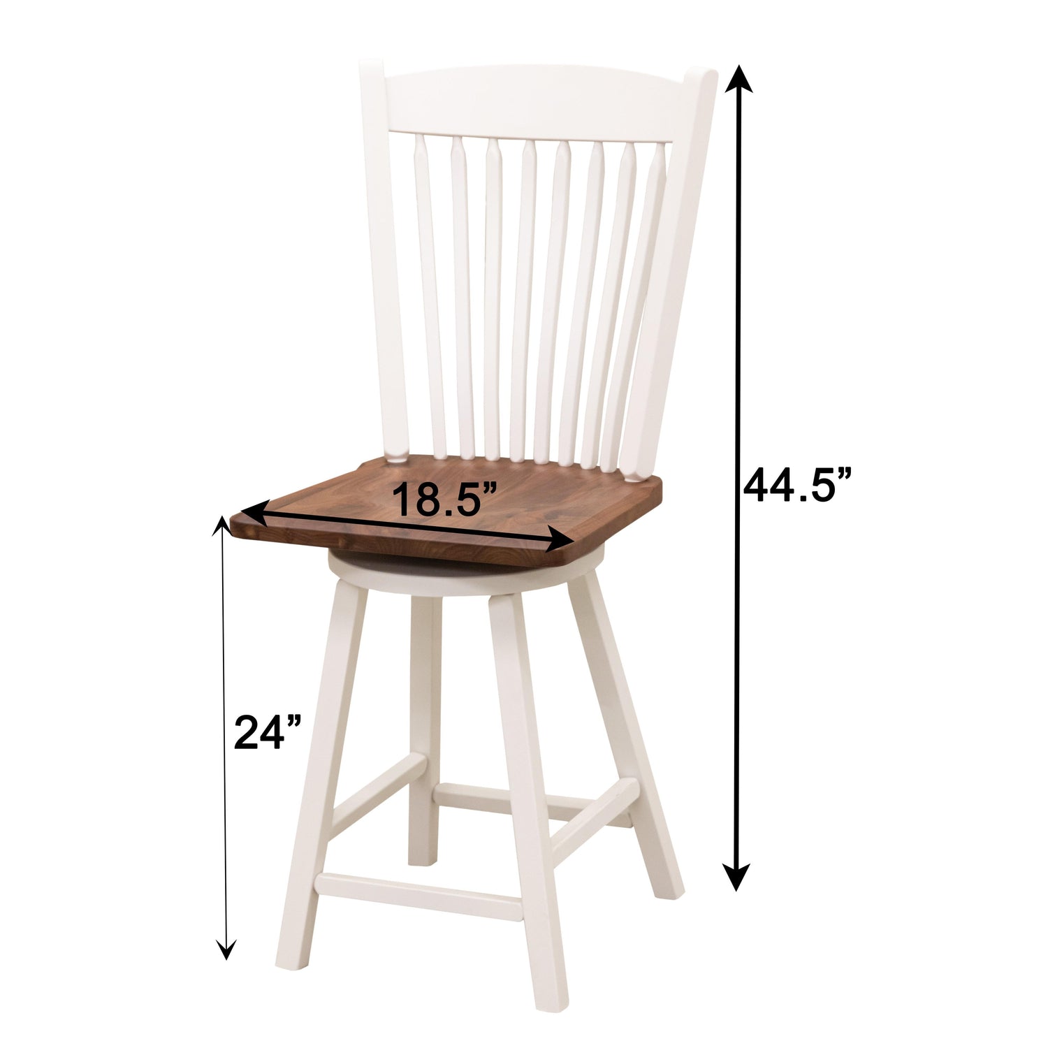 Post Mission 24" White & Wood Arch Top Swivel Bar Stool | M-DW&W-NAT