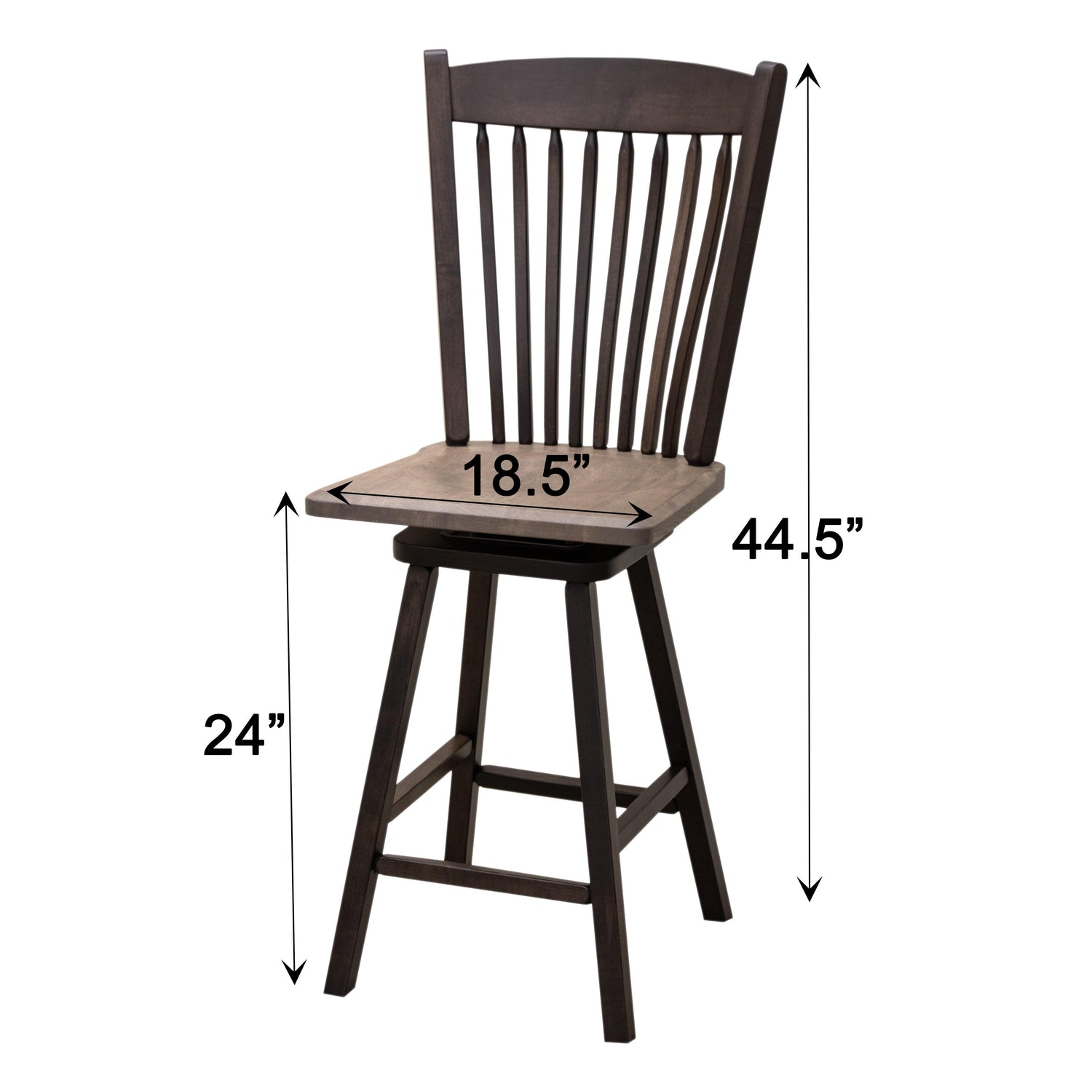 Post Mission 24" Black & Wood Arch Top Swivel Bar Stool | M-DK&RWO-GRB