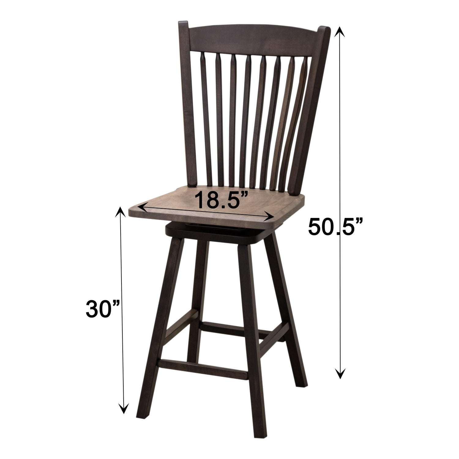 Post Mission 24" Black & Wood Arch Top Swivel Bar Stool | M-DK&RWO-GRB