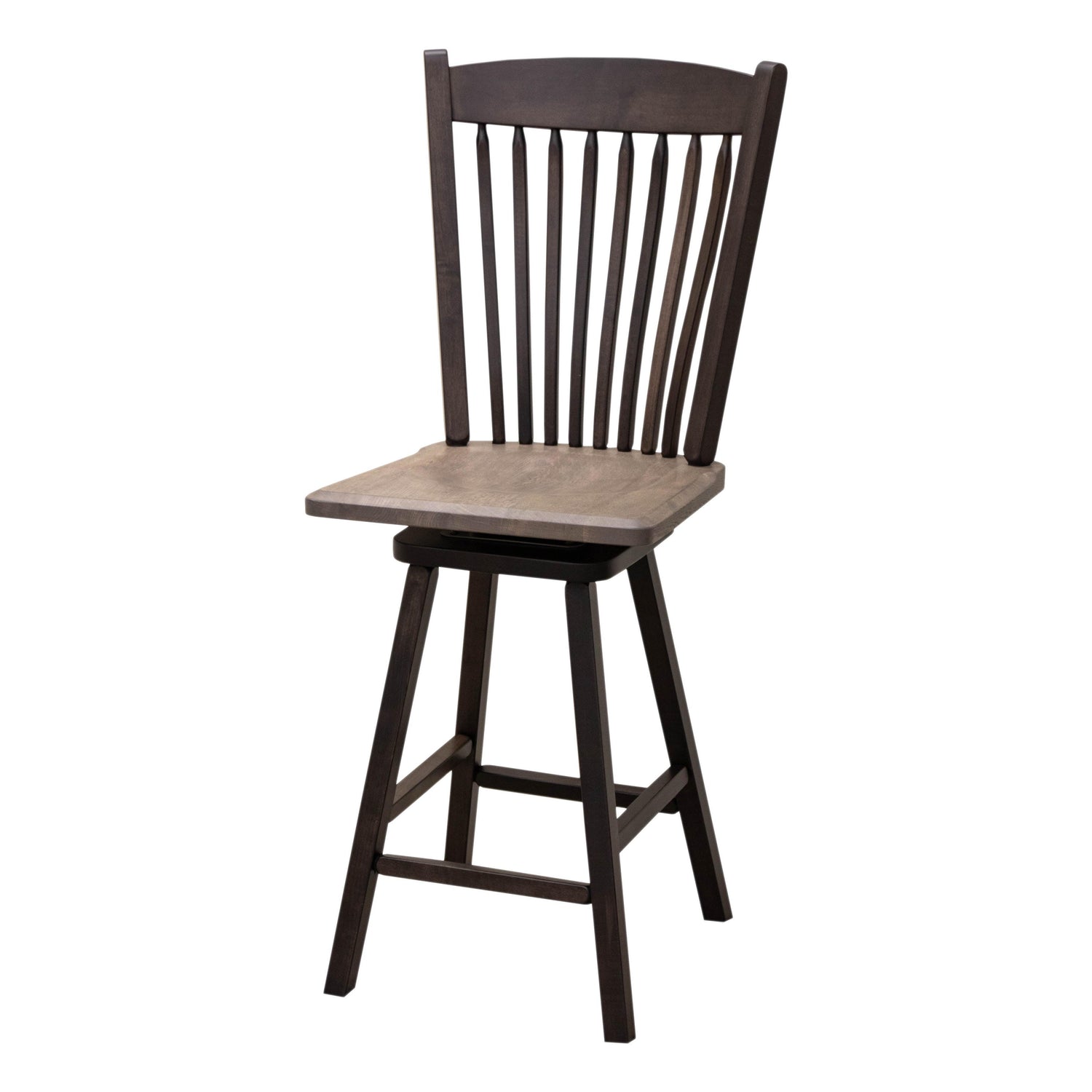 Post Mission 24" Black & Wood Arch Top Swivel Bar Stool | M-DK&RWO-GRB