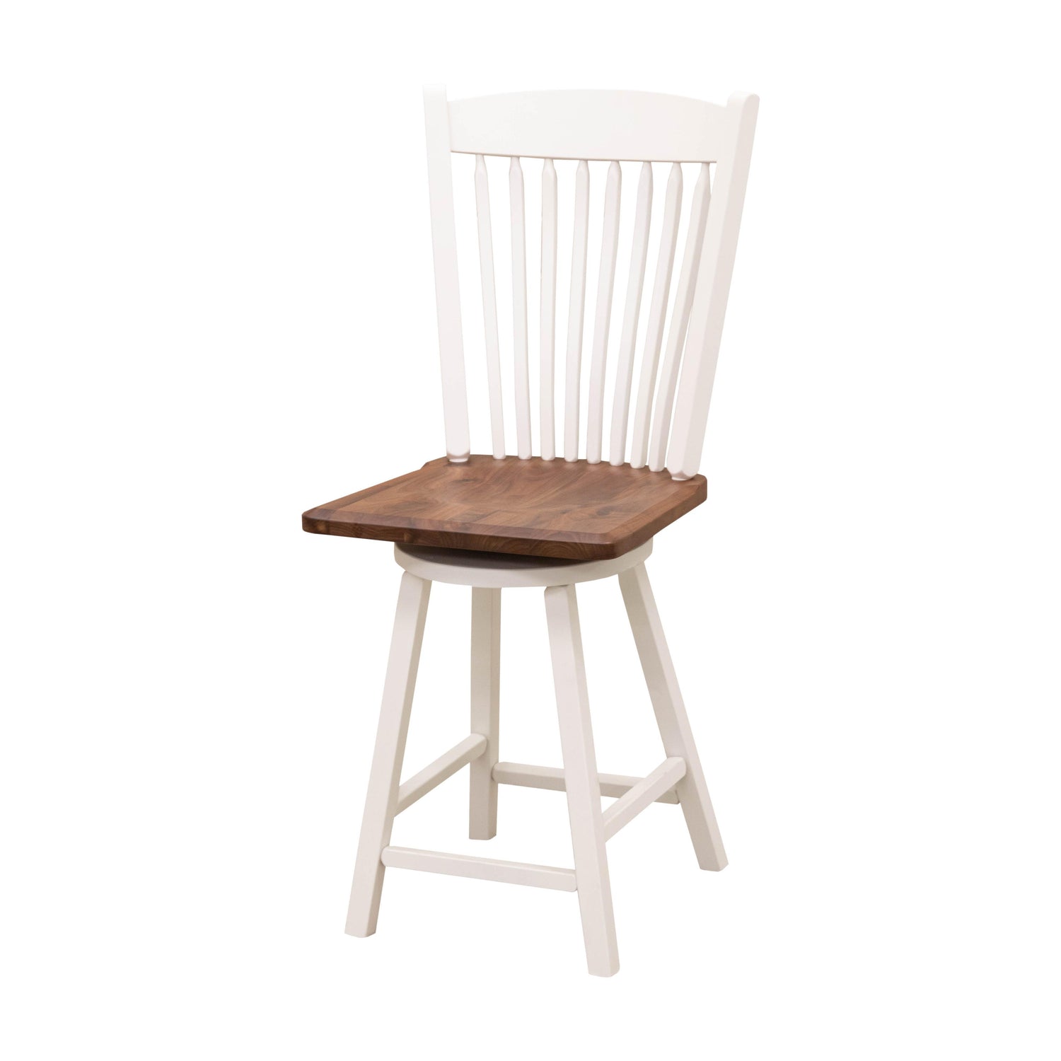 Post Mission 24" White & Wood Arch Top Swivel Bar Stool | M-DW&W-NAT
