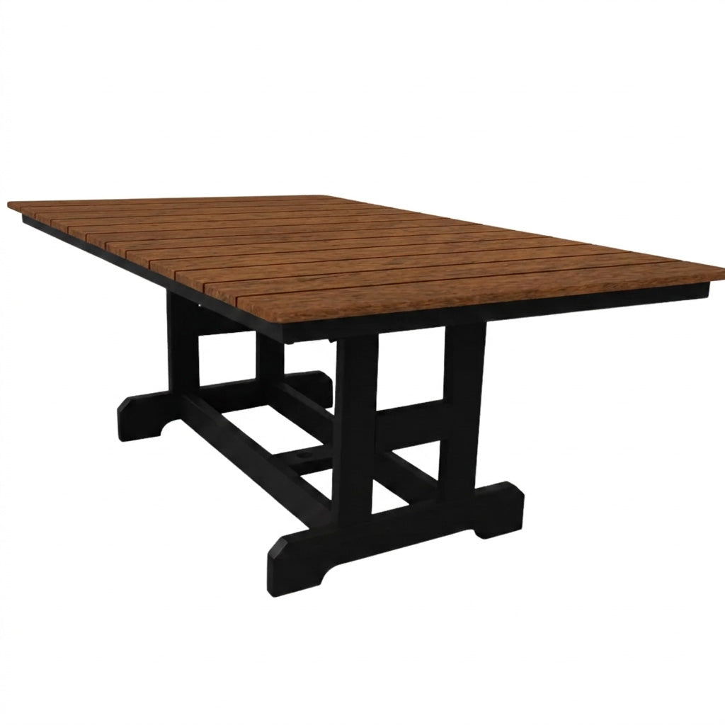 Classic Outdoor Amish Poly Rectangle Dining Table | Antique Mahogany & Black