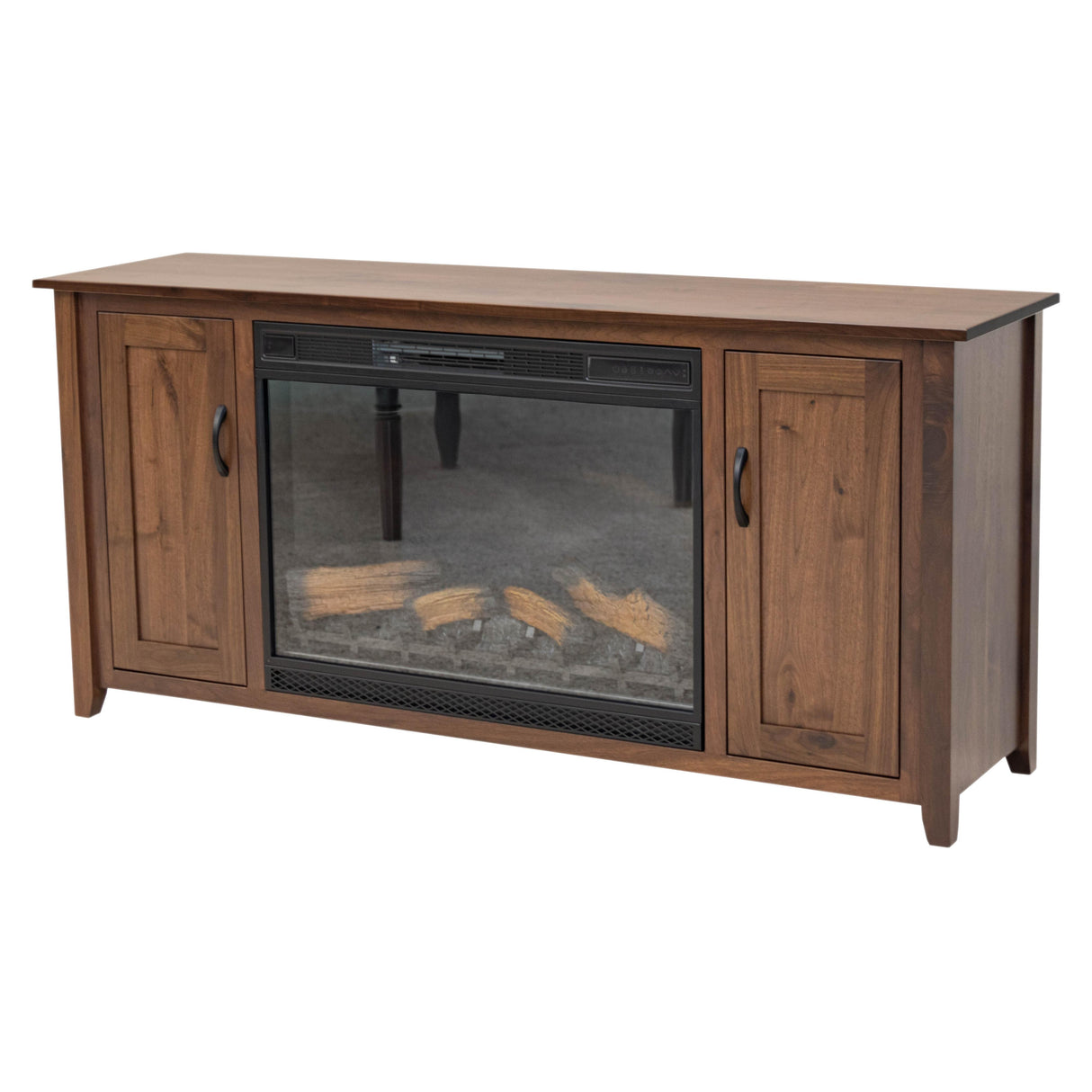 Riverton 72" Walnut Wood TV Console with Electric Fireplace Insert | CO