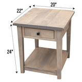 Riverton Rustic Large Square Open End Table