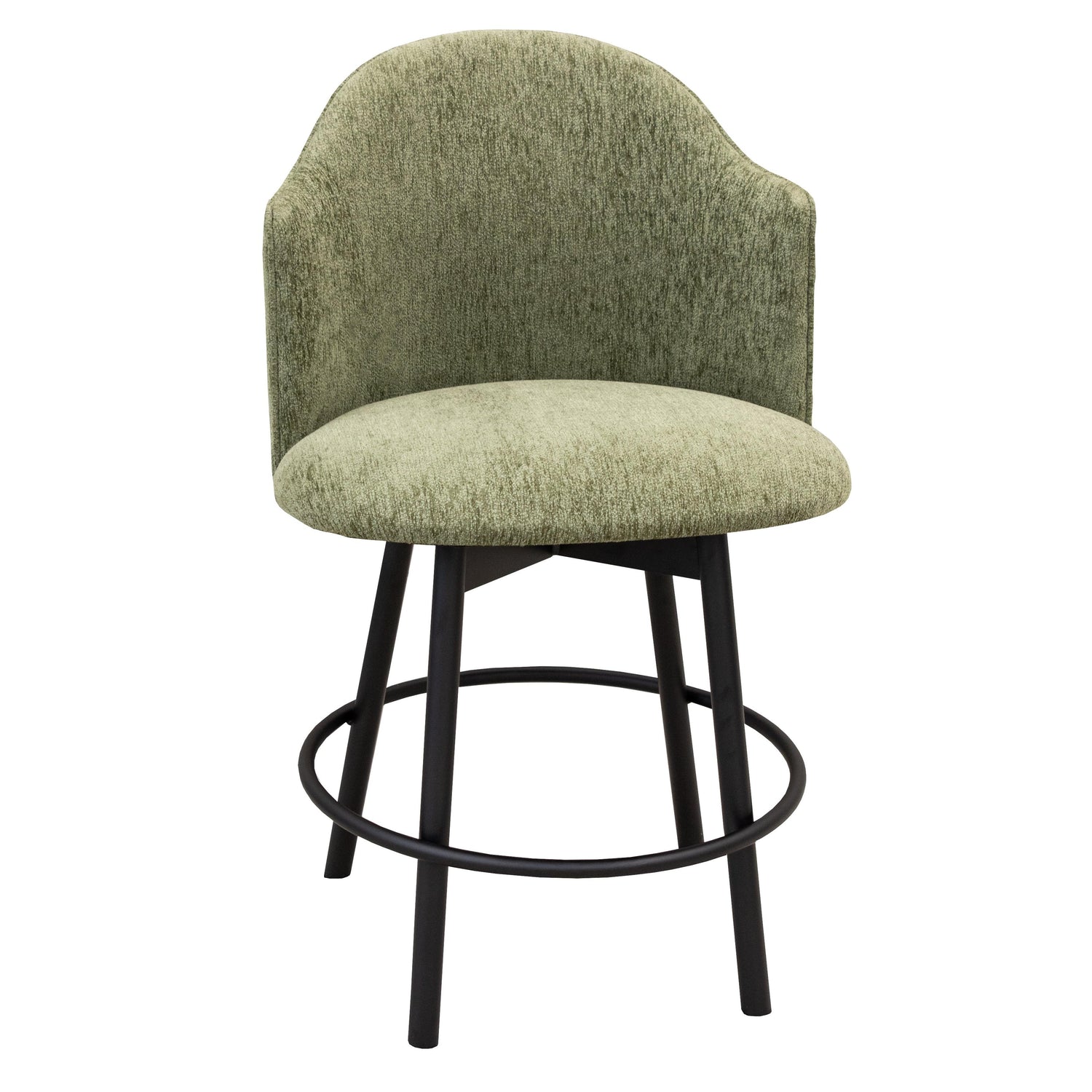 Reno 24" Upholstered Swivel Bar Stool with Black Metal Base | 7-94