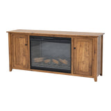 Riverton 72" Hickory Wood TV Console with Electric Fireplace Insert | CO
