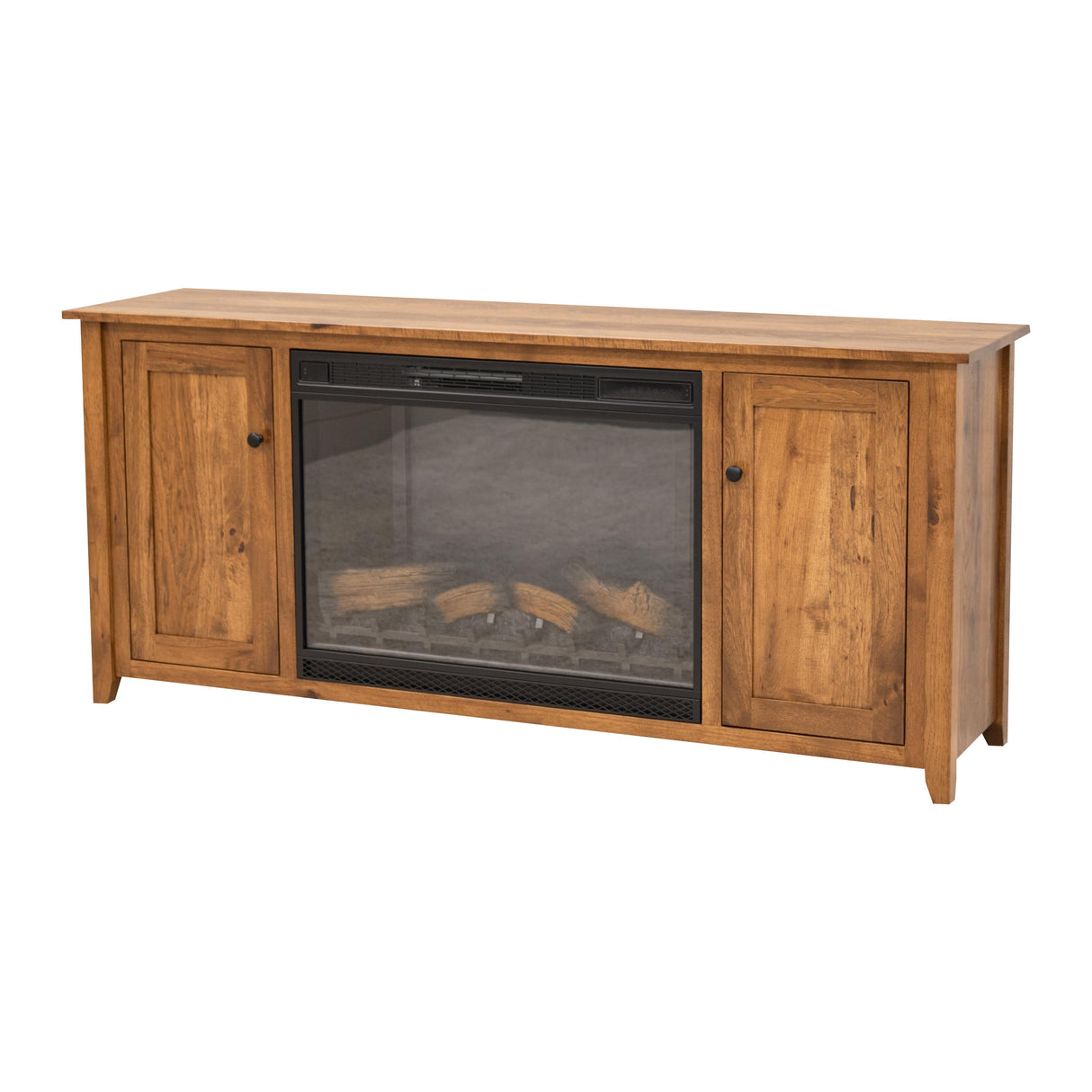 Riverton 72" Hickory Wood TV Console with Electric Fireplace Insert | HC