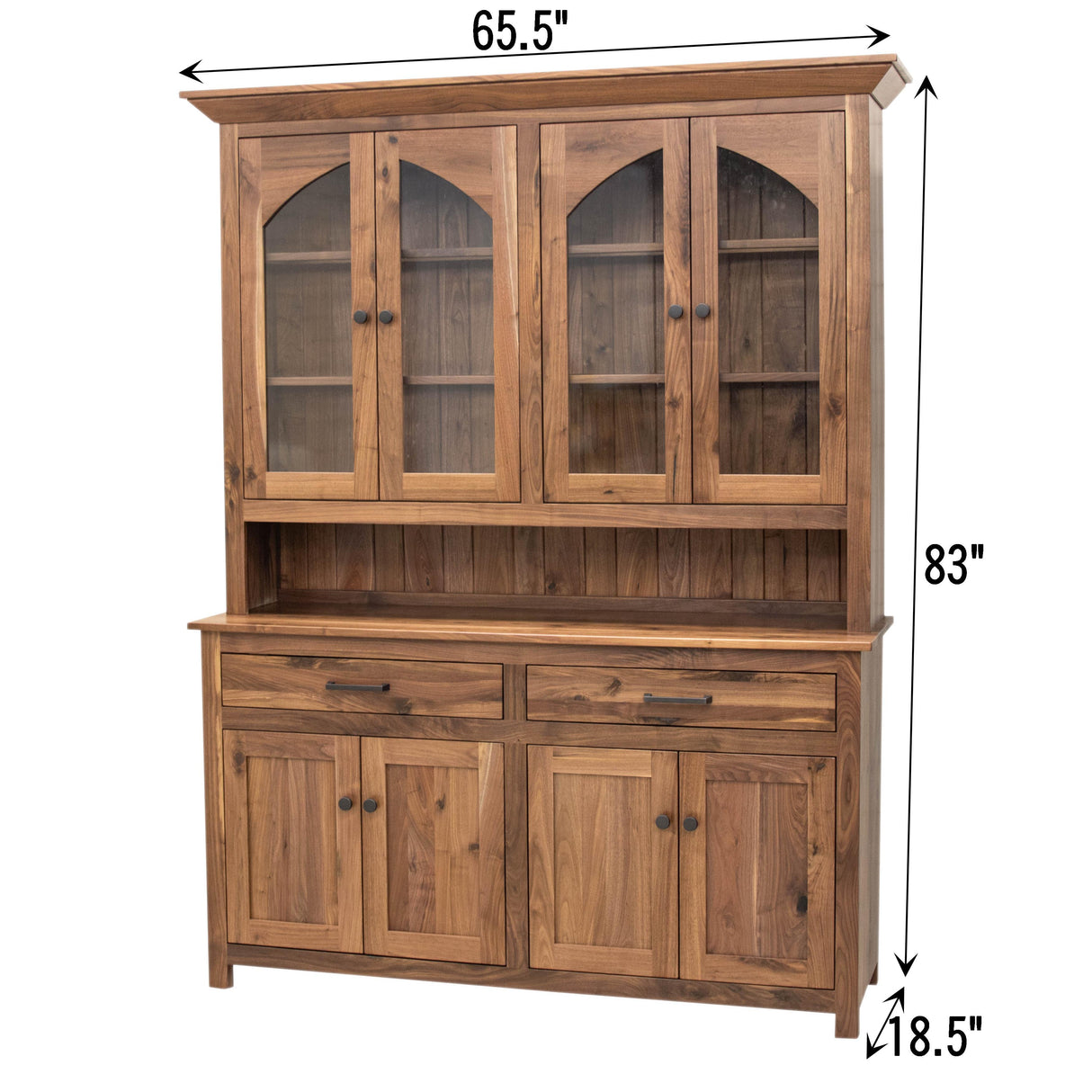 Rockford Walnut Wood 4-Door Hutch | NAT