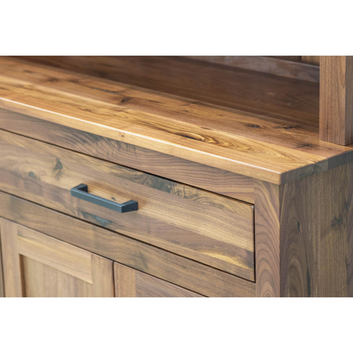 Rockford Walnut Wood 4-Door Hutch | NAT