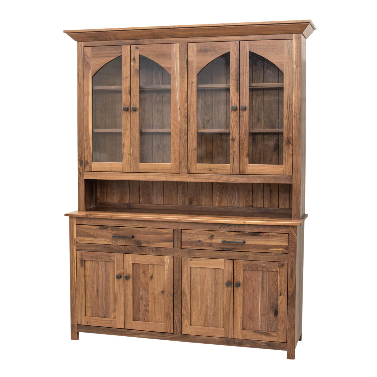 Rockford Walnut Wood 4-Door Hutch | NAT