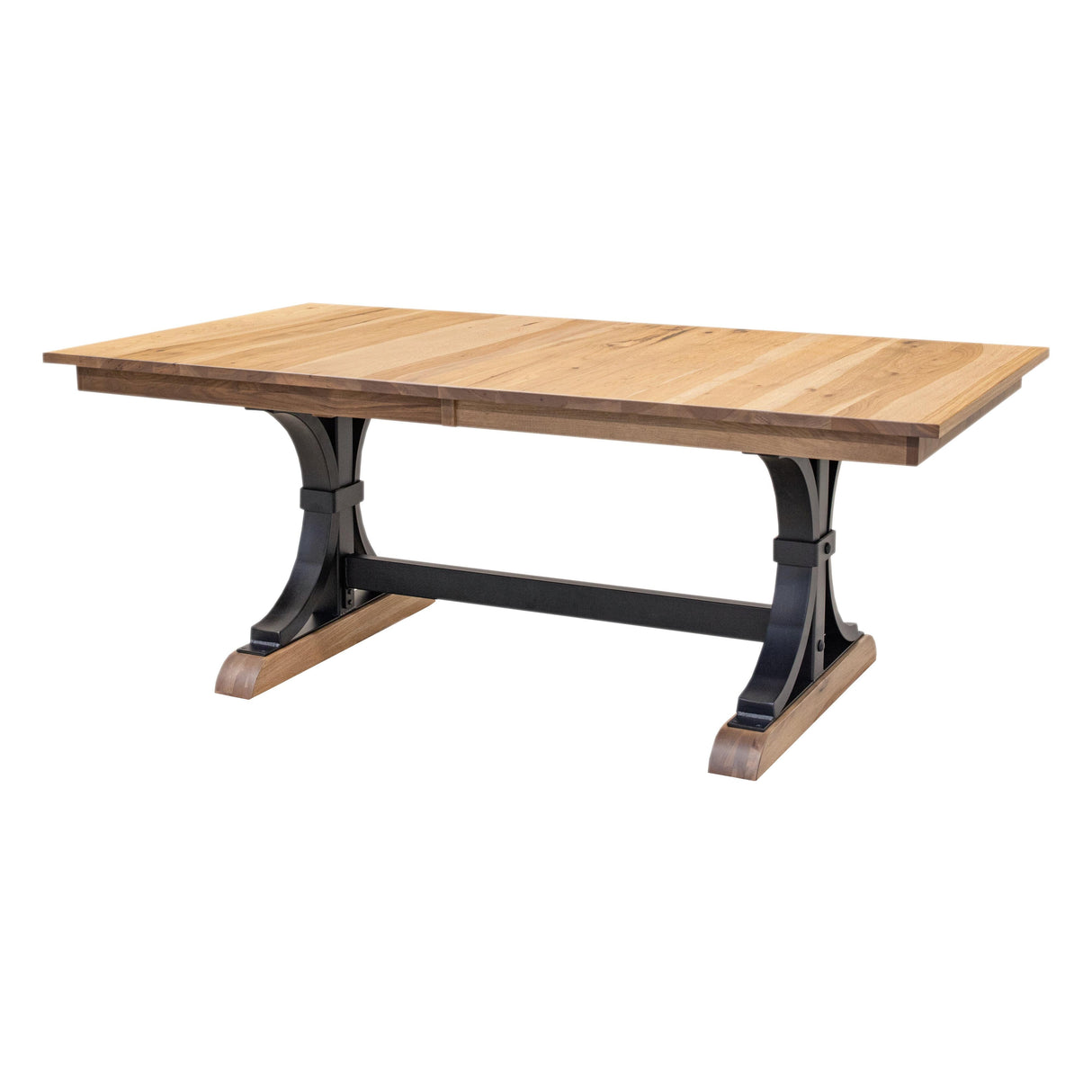 Rockford Hickory Dining Set for 6-10 with Black Metal Base